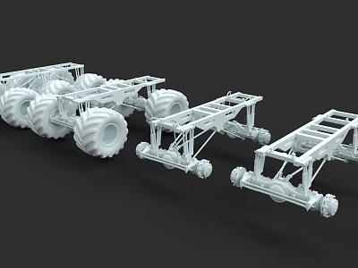Multiple White Car Chassis 3D Model Designs On Black Background 3d model