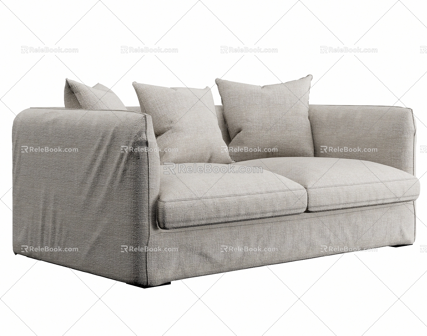 Nordic Double Sofa Cloth Sofa 3d model