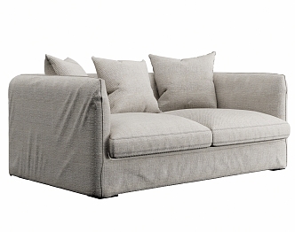 Nordic Double Sofa Cloth Sofa 3d model