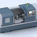 Modern Industrial CNC Lathe With Digital Control Panel Spindle And Safety Indicators 3d model