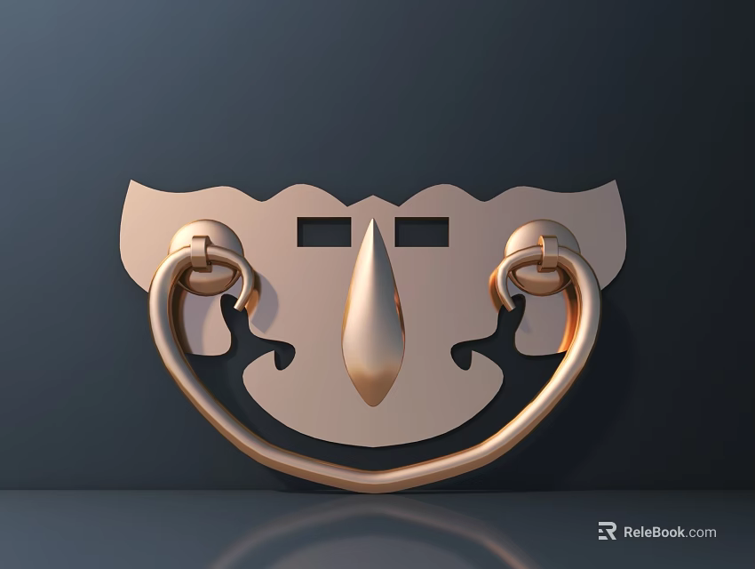 Golden Metal Wall Decor With Circular Handles And Symmetric Spiked Center Design 3d model 