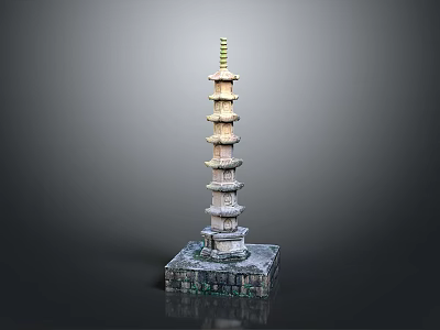 Traditional Multi Tiered Tower Structure With Square Base And Decorative Top 3d model