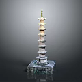 Traditional Multi Tiered Tower Structure With Square Base And Decorative Top 3d model