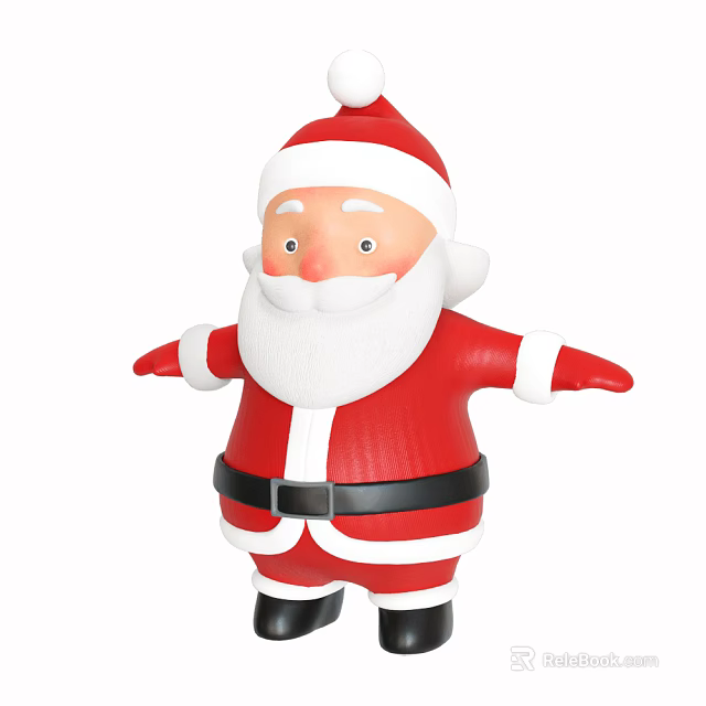 Festive Santa Claus Decorative Ornament Set With Red Outfit And White Beard 3d model 