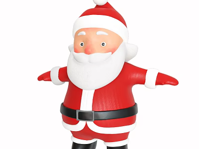 Festive Santa Claus Decorative Ornament Set With Red Outfit And White Beard 3d model