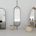 Modern Vanity Tables With Various Shaped Mirrors Wooden Tops And Accessories