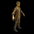 Detailed Cartoon Style Male Character Wearing Yellow Striped Shirt On Black Background
