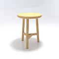 Wooden Stool With Round Seat And Four Legs Simple Design