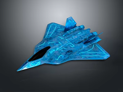 Futuristic Blue Cosmic Spaceship With Glowing Lines And Sleek Aerospace Design 3d model
