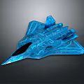 Futuristic Blue Cosmic Spaceship With Glowing Lines And Sleek Aerospace Design