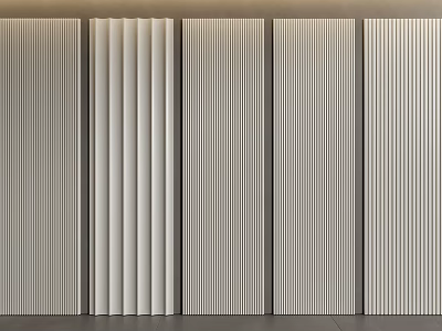 Modern Vertical Striped Wall Panels With Textured Neutral Tones For Interior Design 3d model