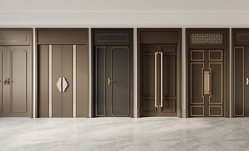 New Chinese Double Door 3d model