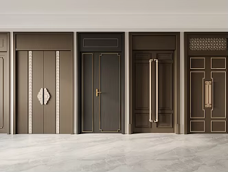 New Chinese Double Door 3d model