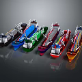 Colorful Variety Of Cargo Ships Displayed Together