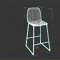 Modern Bar Stool With Brown Leather Seat And Black Metal Frame