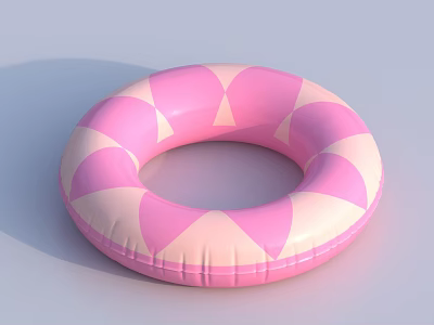 Inflatable Pink And Light Pink Triangle Pattern Swim Ring As Sports Equipment 3d model