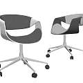 Modern Office Chair With Curved Backrest Fabric Seat And Metal Base Wheels