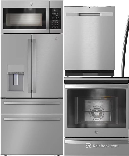 Modern Stainless Steel Kitchen Appliances Set Including Refrigerator And Oven 3d model 