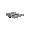 Modern Upholstered Double Bed With Light Beige Frame Soft Pillows And Gray Blanket