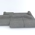 Modern Gray Fabric Modular Sectional Sofa with Multiple Seating Sections and Cushions 3d model