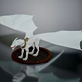 White Dragon Figurine with Detailed Wings and Wooden Base Mythical Creature Model