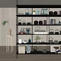 New Ornaments Combination Bookshelf Bookcase Teapot 3d model