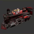 Vintage Red Steam Train Model With Black Chimney And Gold Accents