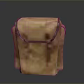 Brown Checkered Leather Backpack With Adjustable Shoulder Straps And Front Straps