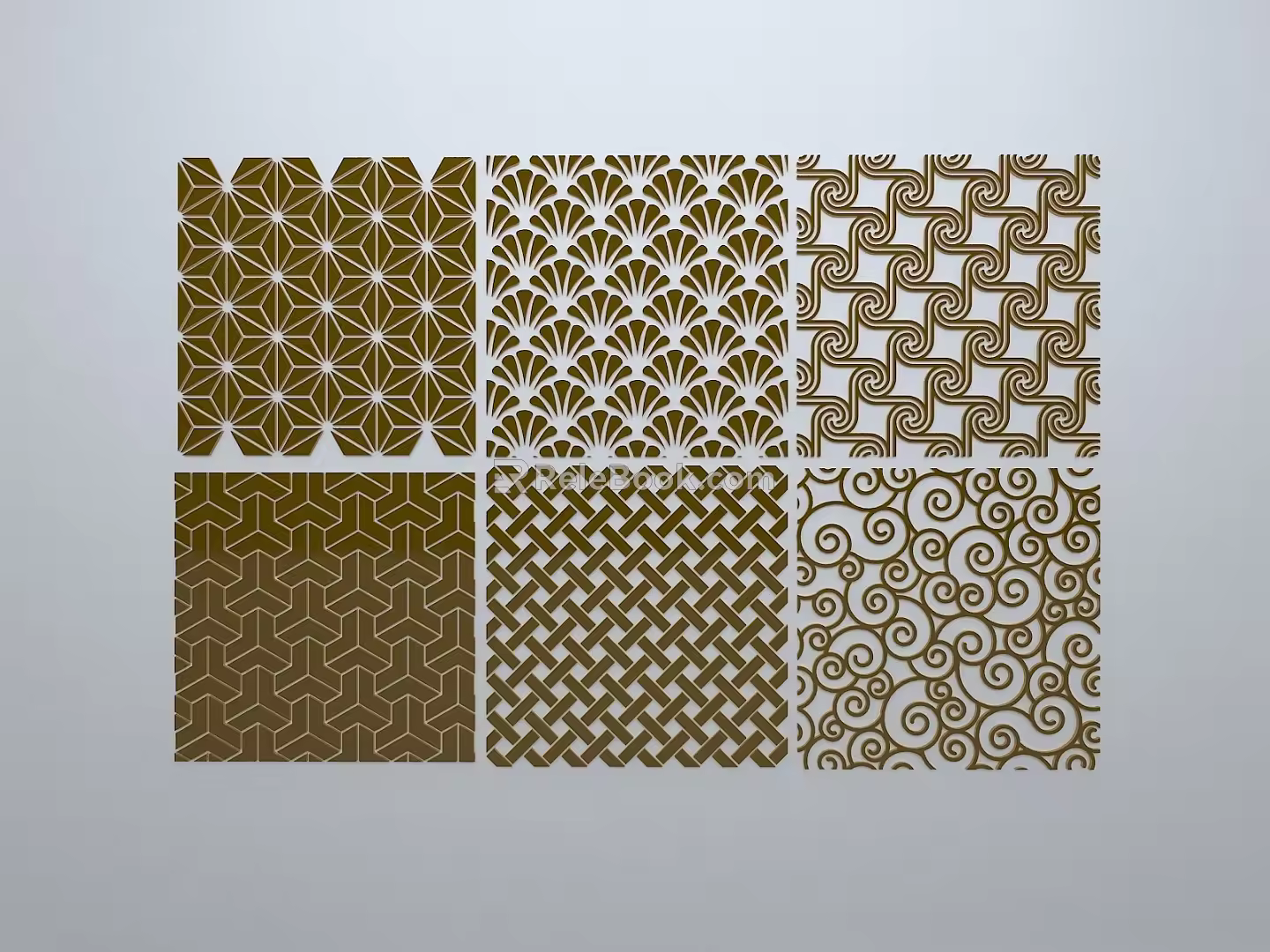Chinese-style window grilles line silhouette pane window sill border engraved window edge strip construction 3d model