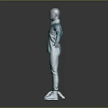 White Mannequins With Blue Suit For Clothing Display On Black Floor