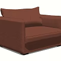 Modern Minimalist Brown Fabric Single Sofa With Comfortable Armrest And Backrest 3d model