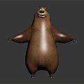 Cartoon Brown Fur Bear Character 3D Model With Friendly Expression Standing Pose 3d model