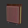 Modern Household Appliance With Wooden Design And Metal Grille On Wheels