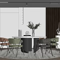 Modern Dining Table and Chair Combination Round Table and Chair Combination 3d model