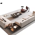 Modern White Sofa Coffee Table Set With Area Rug Side Table And Floor Lamp Decor 3d model