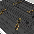 Black Ceiling Design With Golden Coffee And POWER Letters And Rectangular Elements 3d model