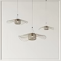 Modern Wing Shaped Pendant Lights With Metal Frame Hanging In Interior Space 3d model