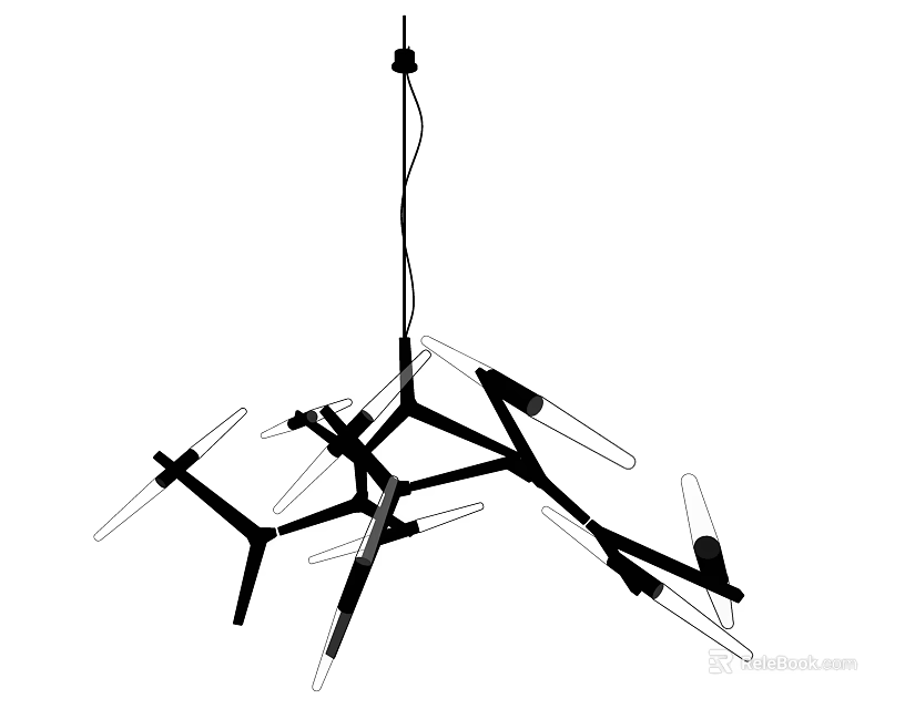 Modern Geometric Chandelier With Metal Frame And Multiple LED Light Arms 3d model 
