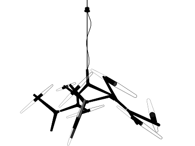 Modern Geometric Chandelier With Metal Frame And Multiple LED Light Arms 3d model