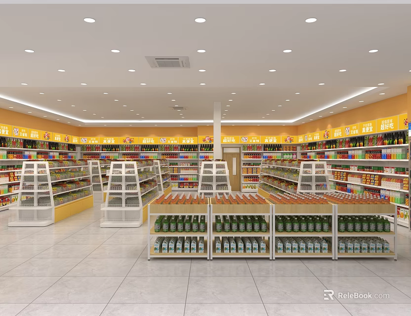 Specialty Store Interior With Bright Lighting Well Organized Shelves And Assorted Products 3d model 