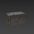 Artistic Side Table with Clear Glass Top and Tree Stump Inspired Base Design 3d model