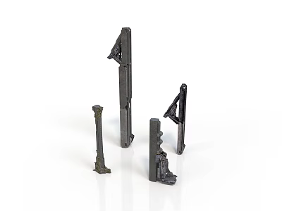 Black Industrial Mechanical Equipment With Various Shapes And Metal Brackets 3d model