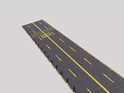 Urban Asphalt Road Facility with Yellow Lane Markings and Side Guardrails 3d model