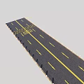 Urban Asphalt Road Facility with Yellow Lane Markings and Side Guardrails
