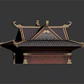 Traditional Chinese Architecture Featuring Curved Eaves Purple Tiles Red Pillars And Golden Decorations