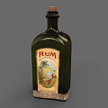 Green Ceramic Rum Vessel with Cork Stopper and Barbados Label Design