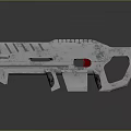 Futuristic Metallic Silver Weapon With Geometric Design And Red Accent