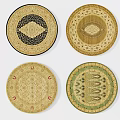 European Style Classical Rice brown Ethnic Pattern Round Carpet 3d model