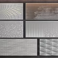Contemporary Wall Panels With Diverse Textured Patterns Including Wavy Grid And Geometric Designs
