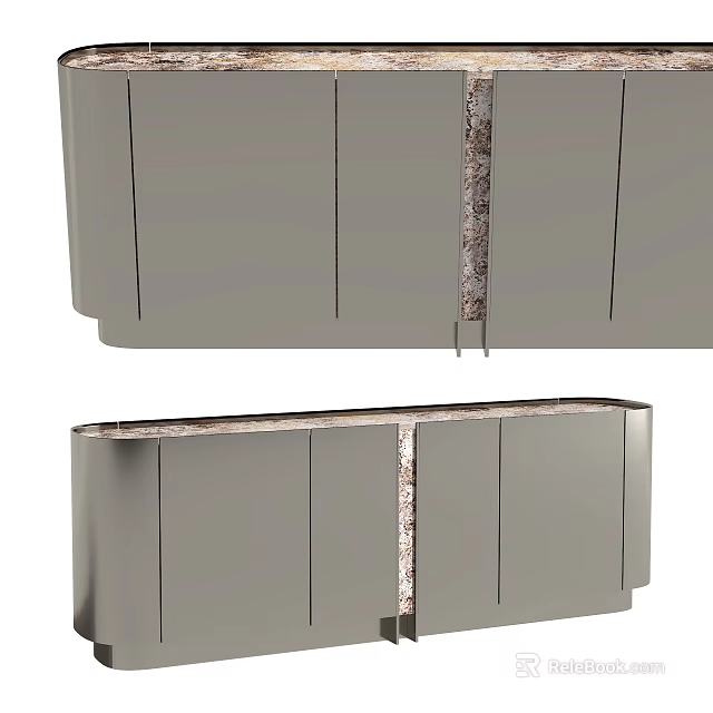 Modern Gray Entryway Cabinet And Side Cabinet With Marble Detail Design 3d model 